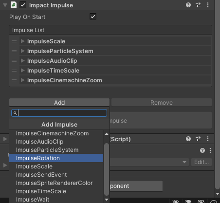 Impact in the component menu